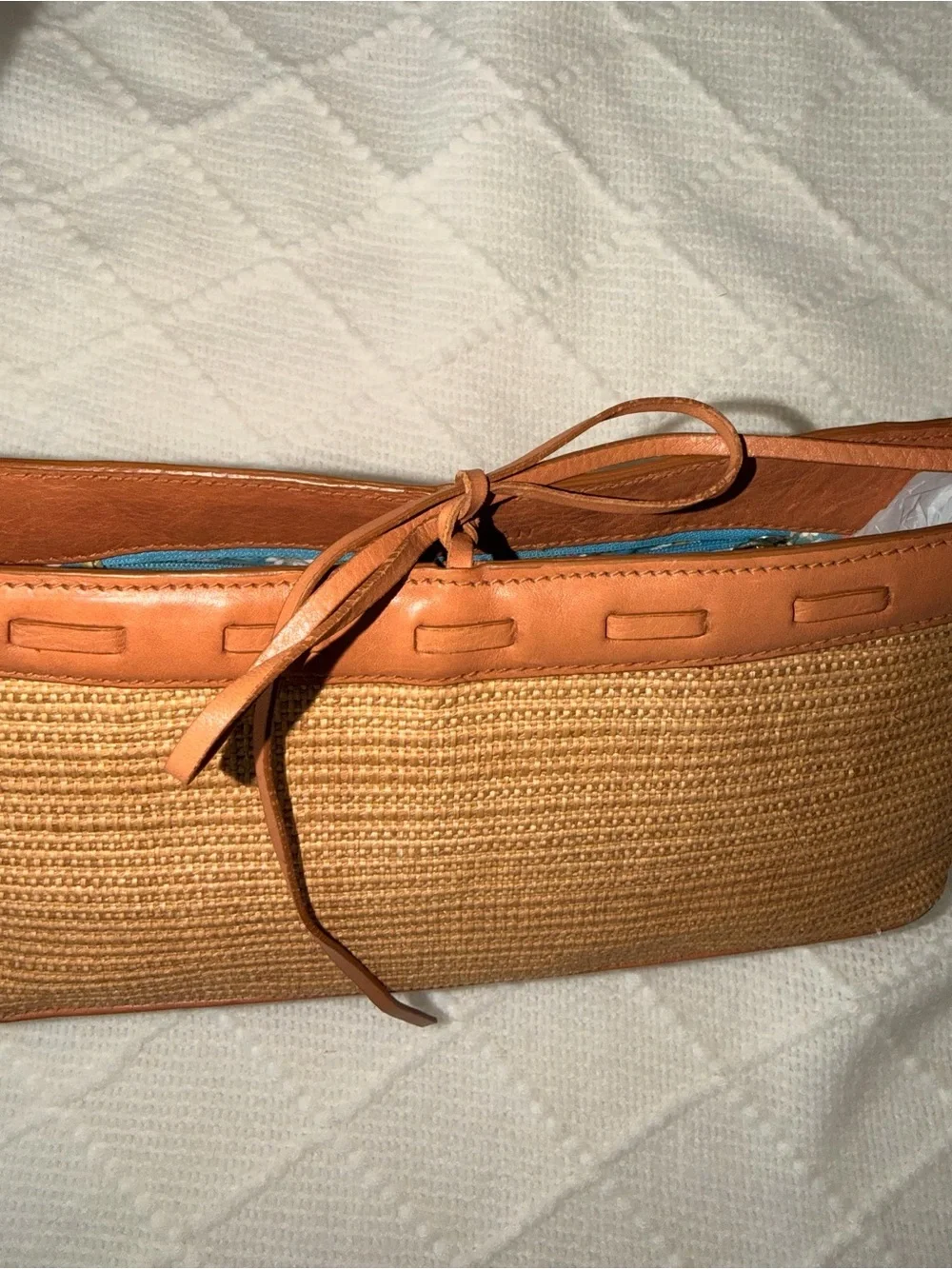 Vintage Y2K Cole Haan Straw Leather Shoulder Bag